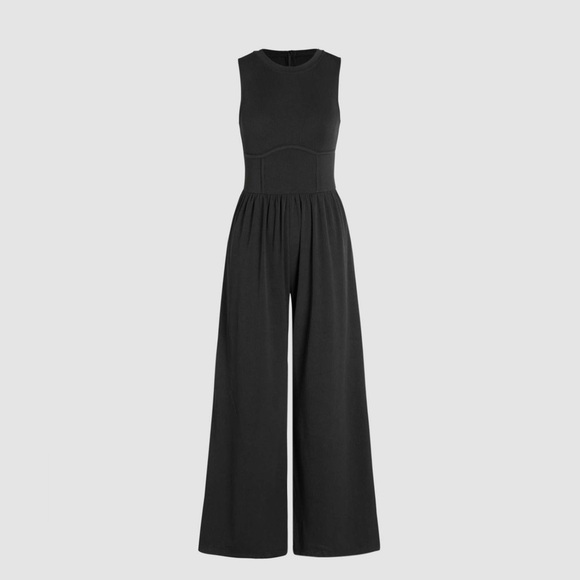 Cider Pants - Cider SOLID SLEEVELESS WIDE LEG JUMPSUIT